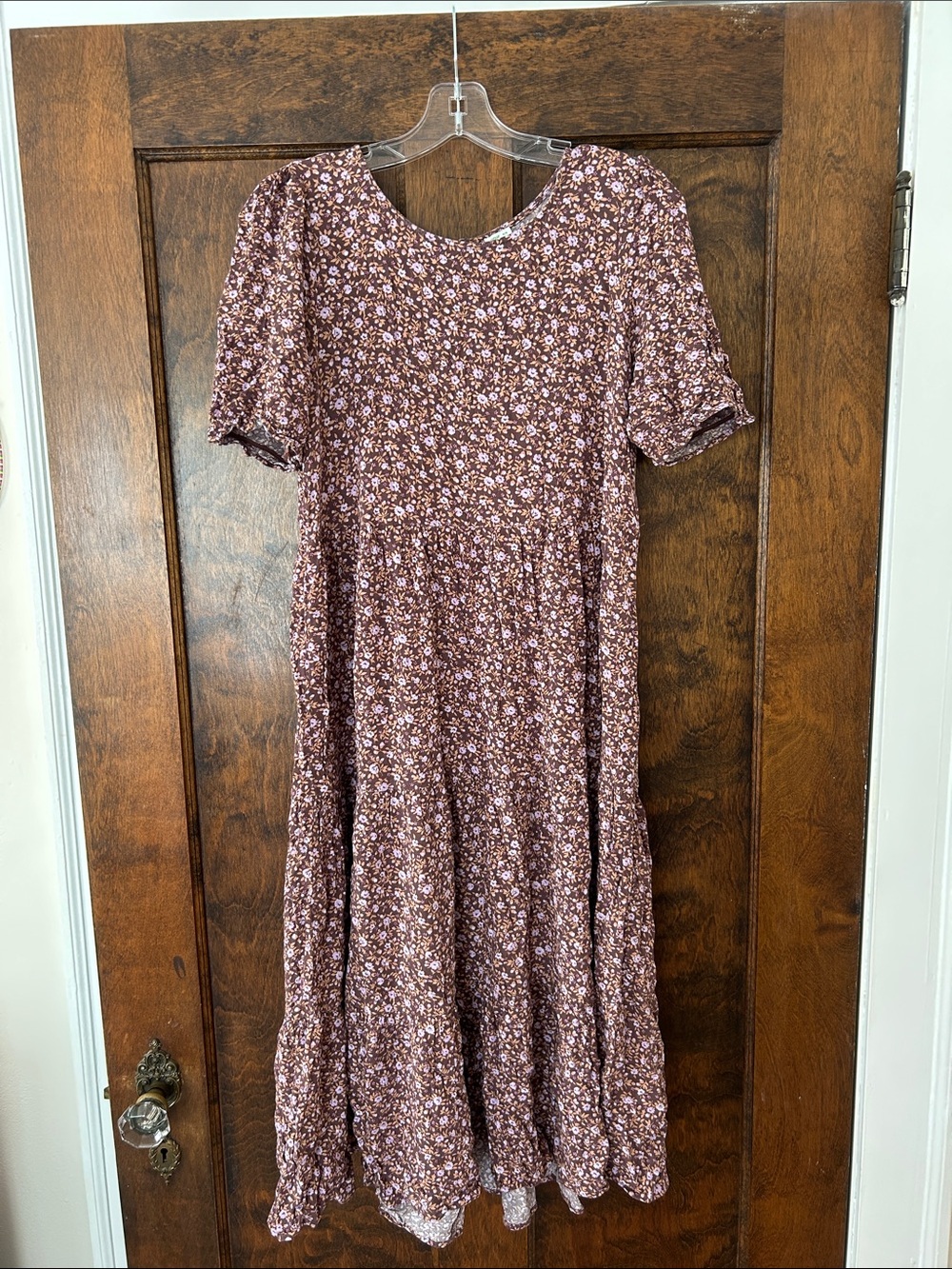 Aerie Women's Floral Midi Dress - Brown and purple Floral